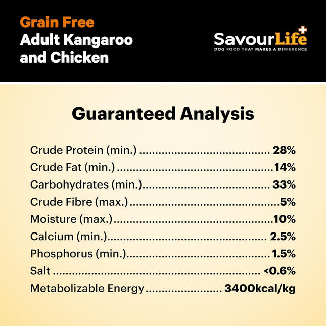 SavourLife Grain Free, Dog Food, Kangaroo & Chicken - High Protein, 2.5kg