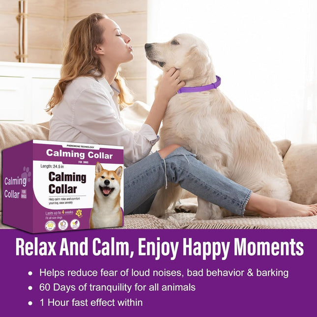 Calming Collar for Dogs 4 Packs, Dog Pheromone Calm Collars Relief Anxiety Stress Separation Lasts 60 Days