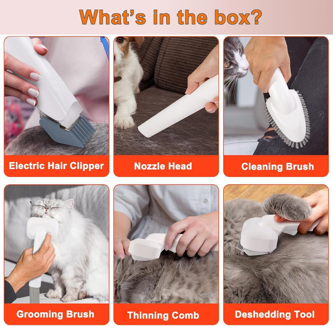 Dog Grooming Kit with Vacuum, All-in-One Pet Grooming Vacuum for Dogs and Cats, Low Noise