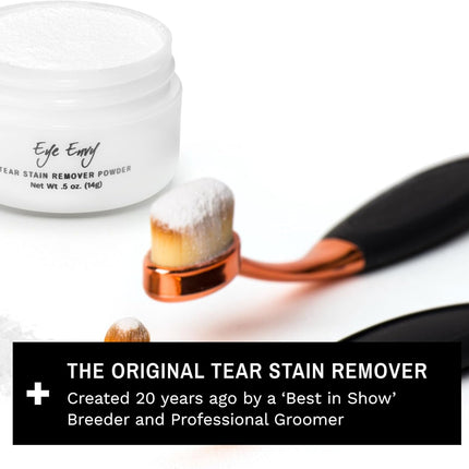 Eye Envy Tear Stain Remover Powder for Dogs and Cats. Natural, Safe Formula. Apply Around Eyes. Absorbs and Cleans Tears and Staining. Keeps Area Dry. Made in The USA. (.5 oz)