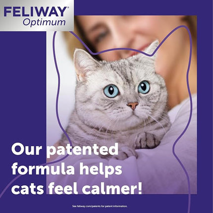 FELIWAY Optimum 30 Day Cat Calming Refills for Pheromone Diffuser,48ml Value Pack - Helps Reduce Common Signs of Stress in Cats & Kittens,Enhanced Calming,(Pack of 12)