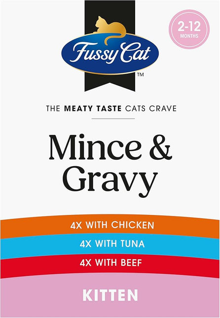 Fussy Cat Grain Free Twice as Tasty Kitten Wet Food, Kitten Mince 12x80g