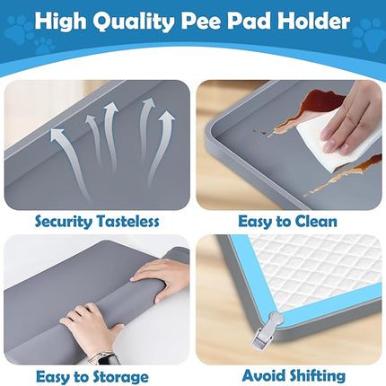Dog Pee Pad Holder, Dog Potty Tray Silicone Puppy Pad Holder Tray Fits for 24" x 24"