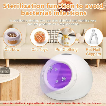 PeiQi Automatic Pet Dryer Box,55L Portable Drying Station for Cats and Small Dogs Ultra-Quiet Hair Grooming Machine,Smart Temperature Control, 360° Rapid Drying‌(55L Circle)