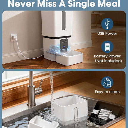 Automatic Dog Feeder Large Breed with Camera - 12L/50 Cups 5G WiFi App Control Dog Food Dispenser