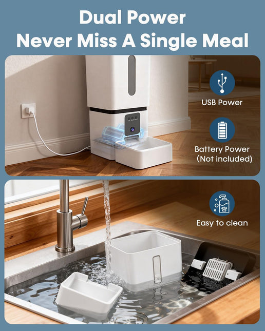 Automatic Dog Feeder Large Breed with Camera - 12L/50 Cups 5G WiFi App Control Dog Food Dispenser