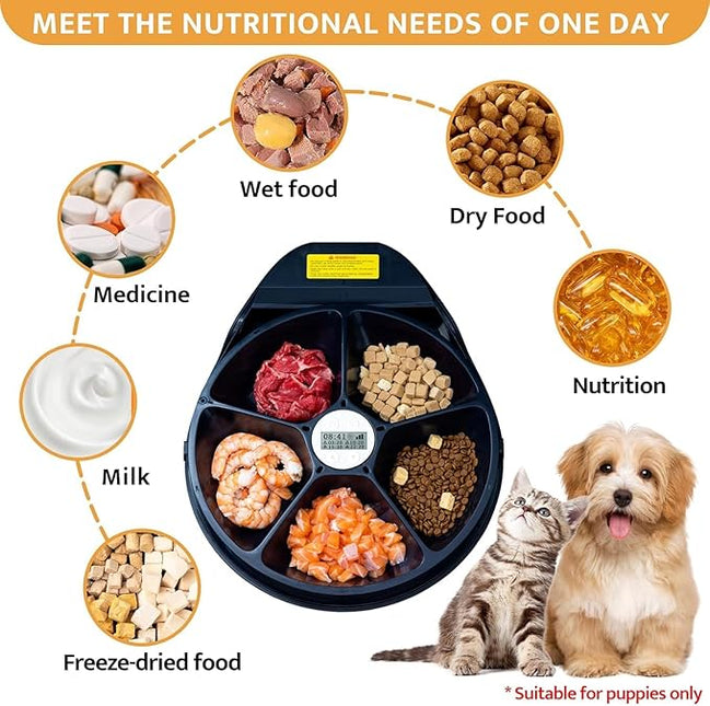 Automatic Cat Feeder Wet Food with Cooling, Semiconductor Refrigeration Technology, Timing Function Automatic Cat Feeder