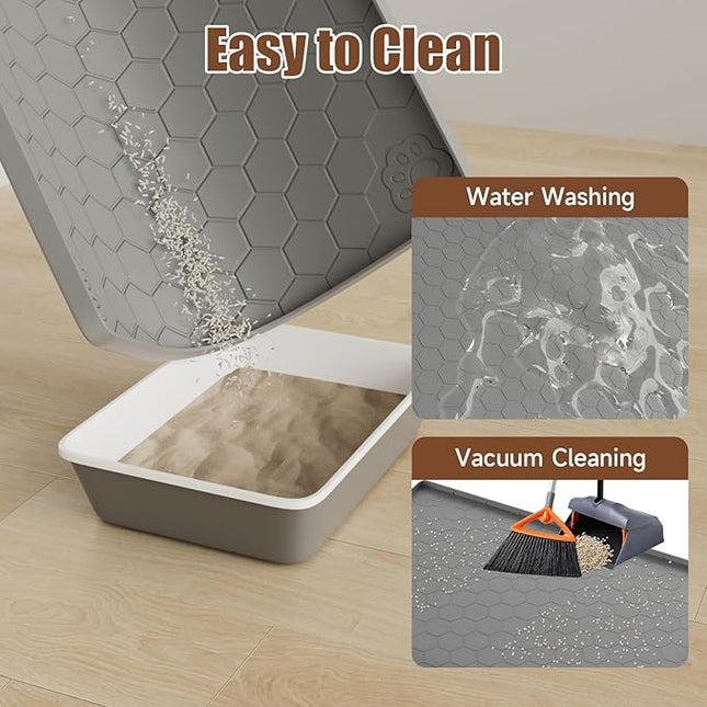 Cat Litter Mat Silicone Rubber, 101 * 71CM Pet Feeding Mat, Dog Cat Food Mat