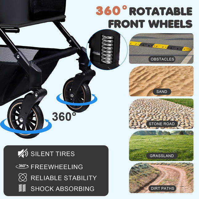 Dog Stroller for Large & Medium Dogs (20–132 lbs)