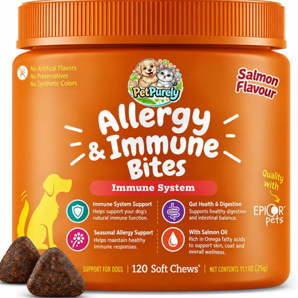 Pet Purely Allergy and Immune Supplement Salmon Flavour,120 Chews