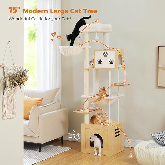 Wood Cat Tower Feed Station Large Condos Hammock Big Cats