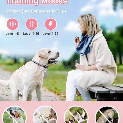 Bousnic Dog Shock Collar 2 Dogs (5-120Lbs) - 3300 ft Waterproof Training Collar for Dogs