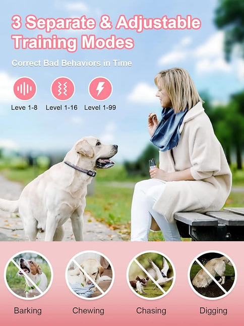 Bousnic Dog Shock Collar 2 Dogs (5-120Lbs) - 3300 ft Waterproof Training Collar for Dogs