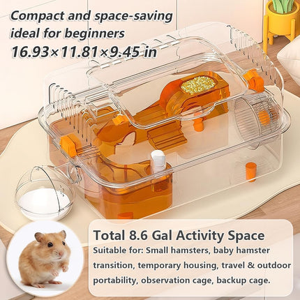 8-in-1 Dwarf Hamster Cage, No Assembly Full Transparent, Small Desktop/Breeding/Nursery Cage