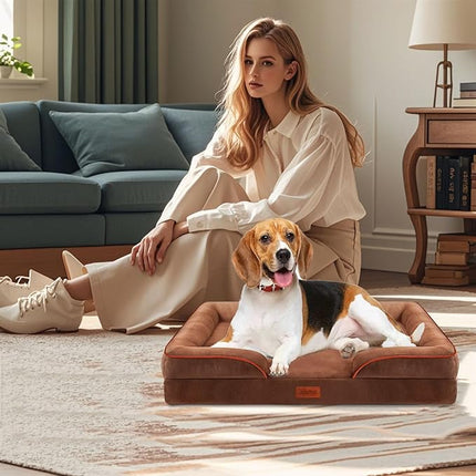 AUSCAT Medium Orthopedic Dog Bed, Memory Foam , 70L x 58W x 18H cm, Brown