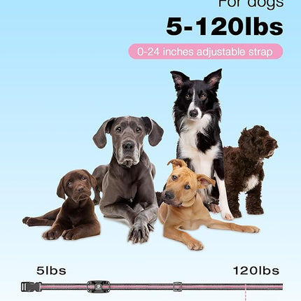 Bousnic Dog Shock Collar - 3300Ft Dog Training Collar with Remote for 5-120lbs (LightPink)
