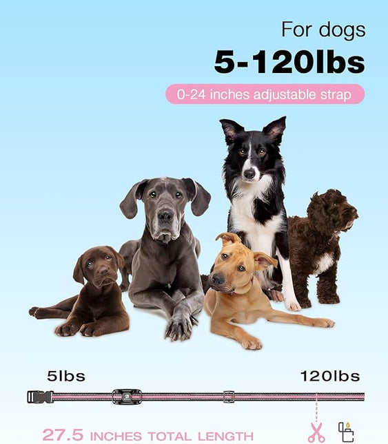 Bousnic Dog Shock Collar - 3300Ft Dog Training Collar with Remote for 5-120lbs (LightPink)