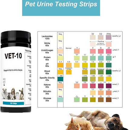 10-Parameter Urine Test Strips 10 in 1 UTI Test Kit for Cat & Dog Pets Diabetes Urinalysis Testing Urinalysis Reagent Strips Multi-Parameter Urine Test Strip for Urinary Tract InfectionUTI