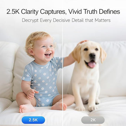 2.5K Indoor Camera 2Pack, Free AI Person/Pet/Cry Detection, 4MP Pet/Dog/Cat/Baby Camera