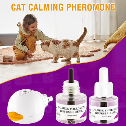 Cat Calming Pheromone Diffuser Reduces Conflict Between Cats Effective Anxiety Relief 48ML 2 Fits All Cats