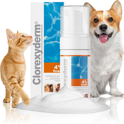 CLX 4% Chlorhexidine Dog & Cat Foam, No-Rinse Cleansing Mousse, 100 ml