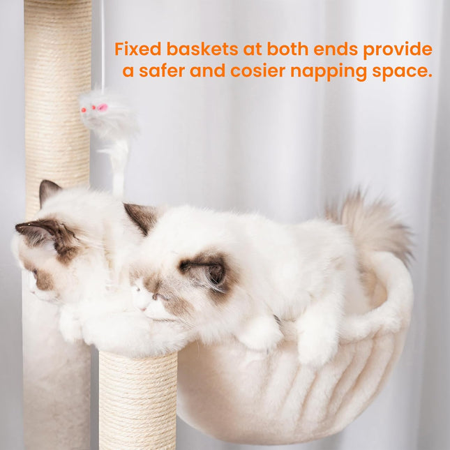 Heybly Wood Cat Tree for Indoor Cats, Cat Condo for Large Cats with Self Groomer,Rustic Brown HCT120SR