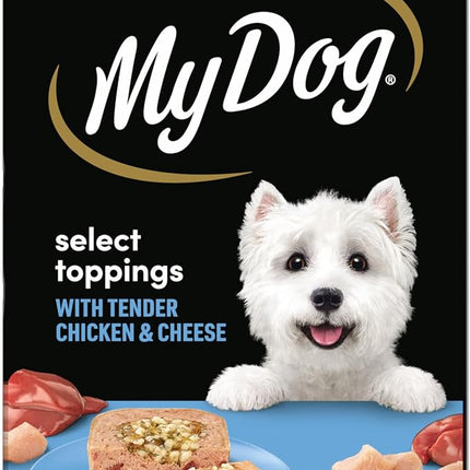 MY DOG Adult Wet Dog Food Chicken Supreme With Cheese Select Toppings 100g Tray, 36 Pack