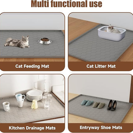 Cat Litter Mat Silicone Rubber, 101 * 71CM Pet Feeding Mat, Dog Cat Food Mat
