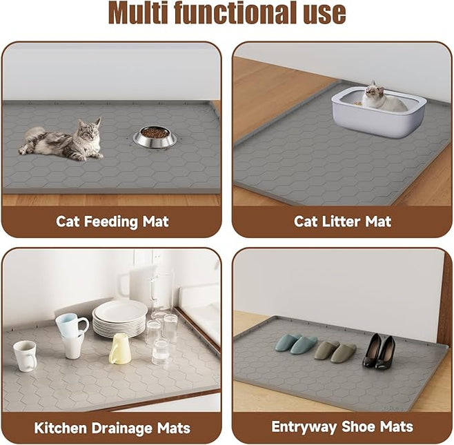 Cat Litter Mat Silicone Rubber, 101 * 71CM Pet Feeding Mat, Dog Cat Food Mat