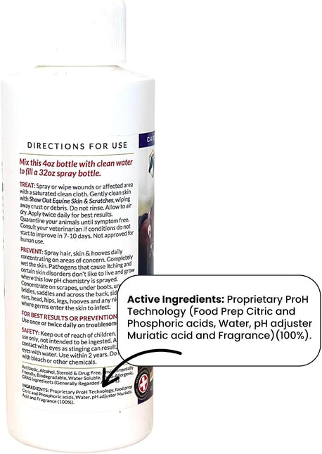 Show Out Skin & Scratches 4 oz Concentrate - Fast Relief and Prevention for Horse Care