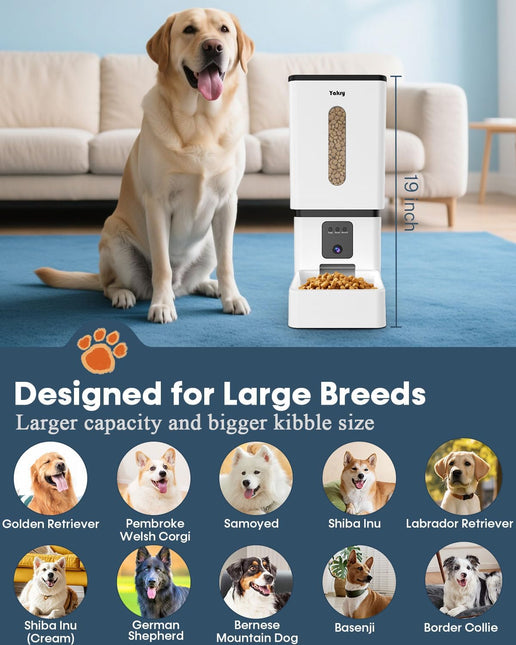 Automatic Dog Feeder Large Breed with Camera - 12L/50 Cups 5G WiFi App Control Dog Food Dispenser