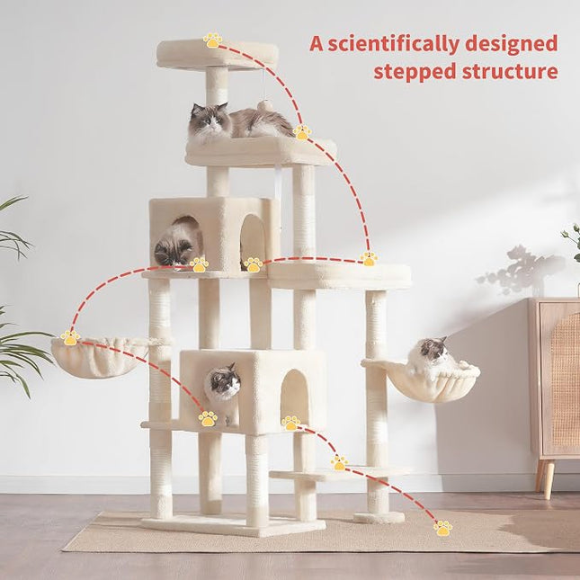 Hey-brother Cat Tree Tower with Stable Extended Base, 3 Platforms, MPJ038M