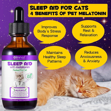 Melatonin Calming Drops for Cats & Kittens – Sleep Aid & Anxiety Relief Liquid,60ML