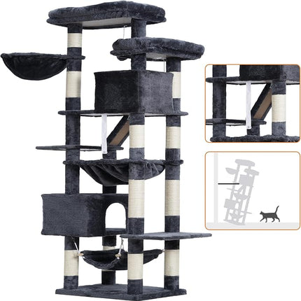 Heybly Cat Tree, 71-Inch-Tall Tower for Indoor Cats with 2 Perches HCT034G