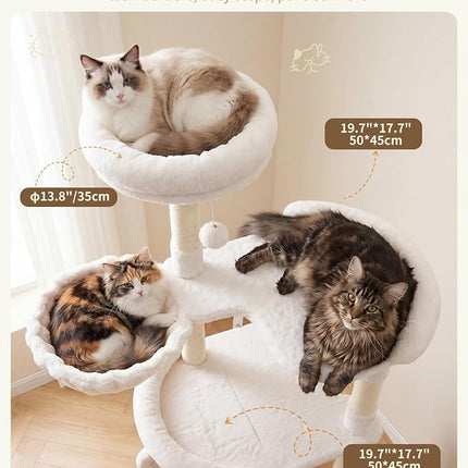 Heybly Cat Tree with Litter Box Enclosure, Modern 162cm Hidden Cat Tower for Indoor Cats,White Oak HCT105BT