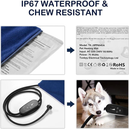 Pet Scene Pet Heating Mat for Dogs Cats, Extra Large Size 90x60CM,Dog Heated Pad