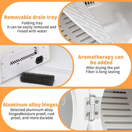 PeiQi Automatic Pet Dryer Box,55L Portable Drying Station for Cats and Small Dogs Ultra-Quiet Hair Grooming Machine,Smart Temperature Control, 360° Rapid Drying‌(55L Circle)