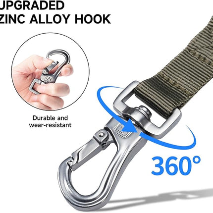 EXCELLENT ELITE SPANKER Tactical Dog Leash Heavy Duty 5-6FT Adjustable No Pull Military Bungee Dog Leash Elastic Leads Rope with 2 Padded Control Handle for Medium Large X-Large Dog(Ranger Green)