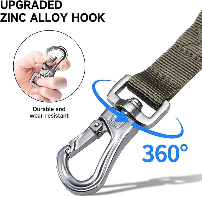EXCELLENT ELITE SPANKER Tactical Dog Leash Heavy Duty 5-6FT Adjustable No Pull Military Bungee Dog Leash Elastic Leads Rope with 2 Padded Control Handle for Medium Large X-Large Dog(Ranger Green)