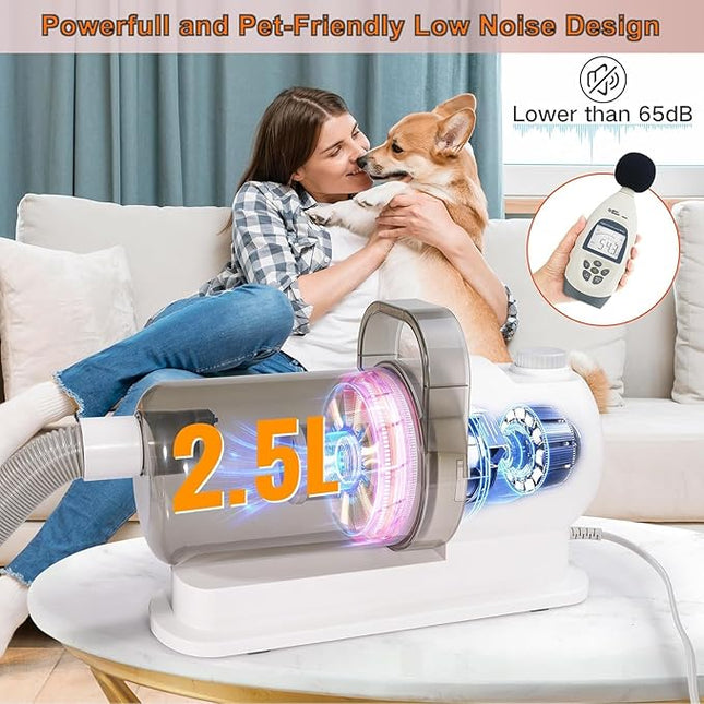 Dog Grooming Kit with Vacuum, All-in-One Pet Grooming Vacuum for Dogs and Cats, Low Noise