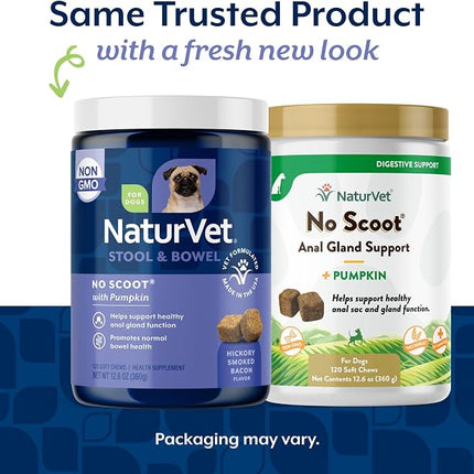 NaturVet No Scoot Stool and Bowel Supplement for Dogs - 120 Soft Chews