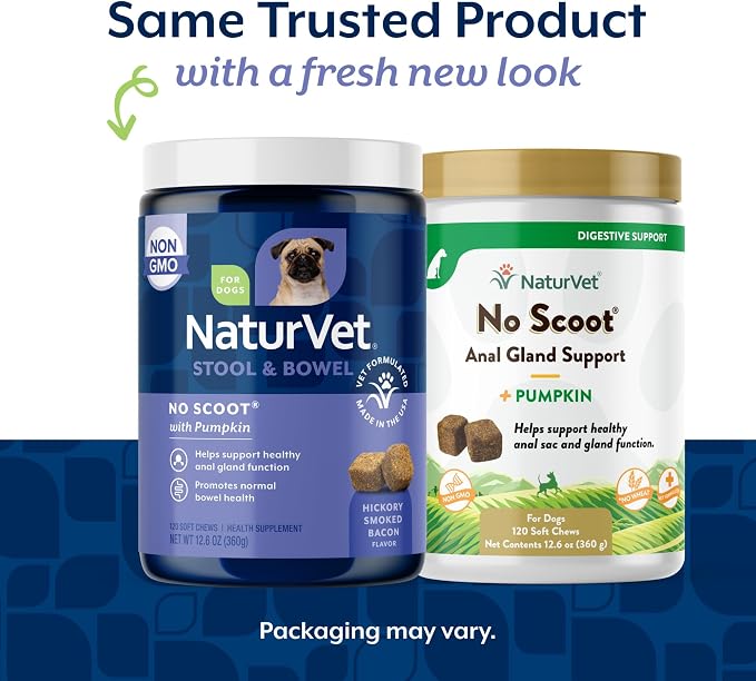 NaturVet No Scoot Stool and Bowel Supplement for Dogs - 120 Soft Chews