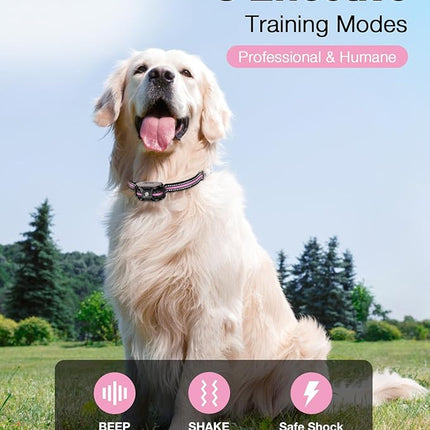 Bousnic Dog Shock Collar - 3300Ft Dog Training Collar with Remote for 5-120lbs (LightPink)