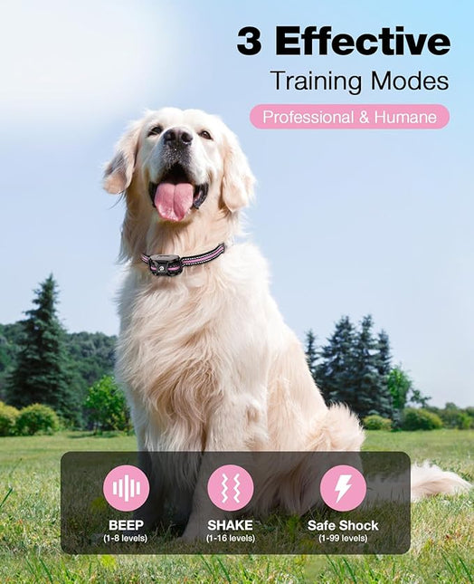 Bousnic Dog Shock Collar - 3300Ft Dog Training Collar with Remote for 5-120lbs (LightPink)