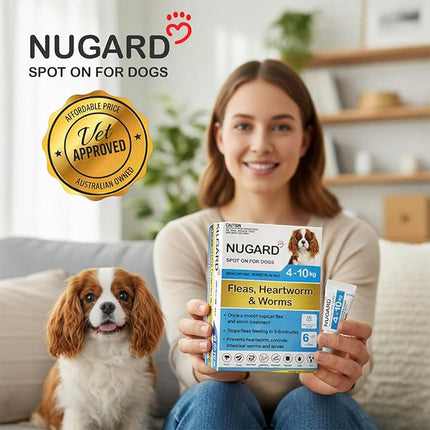 Nugard Spot On for Dogs 4 to 10kg - Flea & Worm Protection 6-Pack - Vet Recommended Fast-Acting Waterproof Topical Solution with IMIDACLOPRID 100g/L per Carton, MOXIDECTIN 25g/L
