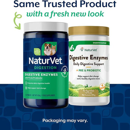 NaturVet Digestive Enzymes with Pre & Probiotic for Dogs & Cats- 1lb Powder