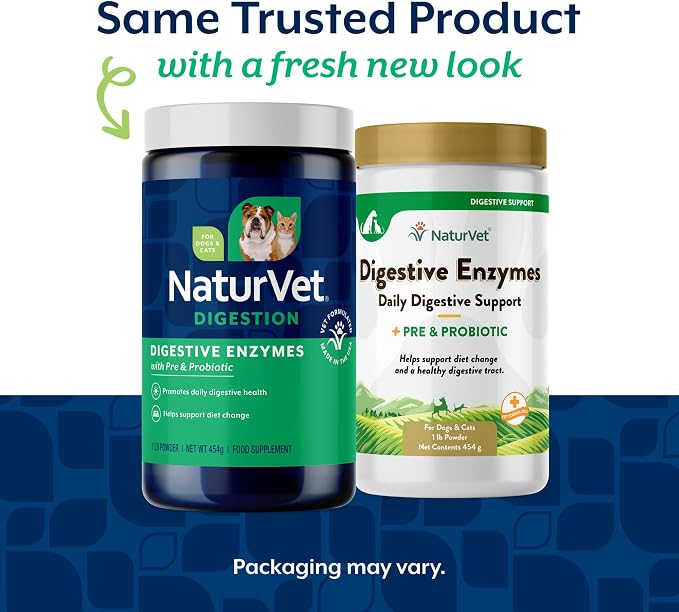 NaturVet Digestive Enzymes with Pre & Probiotic for Dogs & Cats- 1lb Powder