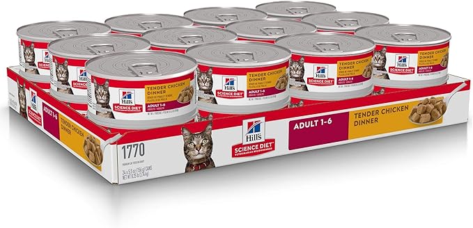 Hill's Science Diet Adult Tender Chicken Dinner Canned Wet Cat Food, 156g, 24 Pack