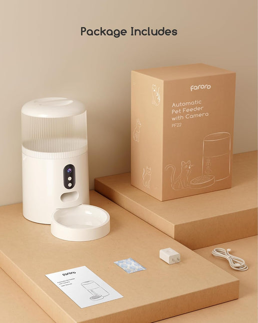 Faroro Automatic Cat Feeder with Camera, 3MP HD Video with Night Vision, 5G/2.4G