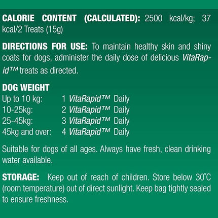 Vetalogica VitaRapid Skin Health Allergies Itch Hot Spots Skin and Coat Daily Treats for Dogs 210 g